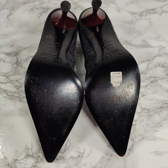 Dolce and Gabbana Denim Stilettos with Burgundy Leather Accents Size 39 1/2 - Picture 10 of 15